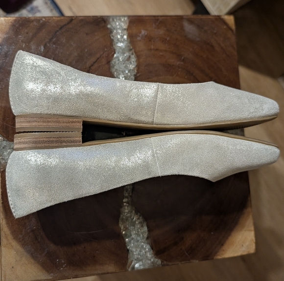 TOMS Women's Briella Ballet Flats in Silver/Light Metallic Suede sz 7.5 - Picture 4 of 15